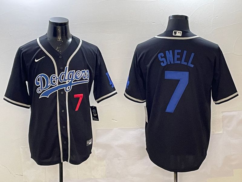 Men Los Angeles Dodgers #7 Snell Black Fashion Game 2025 Nike MLB Jersey style 9